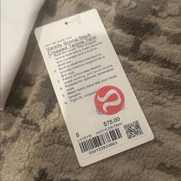 LULULEMON Varsity Scoop-Neck Cropped Tennis Tank Top Medium Support, B/C Cup NWT - Picture 8 of 14